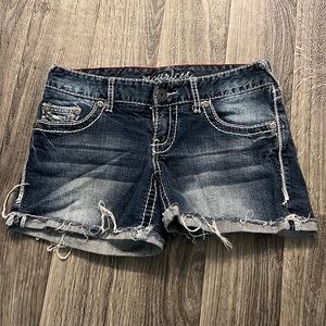 Distressed jean shorts